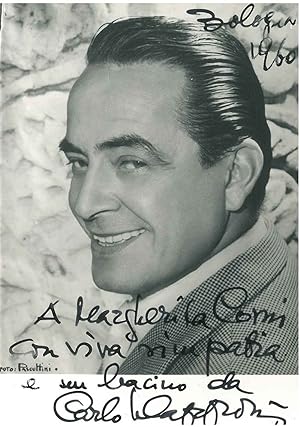 Fotografia originale dell'attore con dedica autografa e firmata, datata: "Bologna"