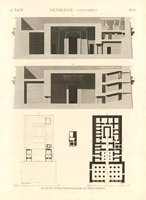 Bild des Verk�ufers f�r Denderah. (Tentyris) - Plans et coupes transversales du grand temple zum Verkauf von Sergio Trippini