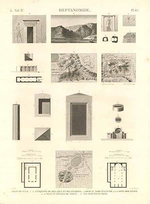 Bild des Verk�ufers f�r Heptanomide - Plan de Cusae - Antiquit�s de Meylaouy et des environs - Deyr au nord d'Antino� - Deyr Abou-Faneh - . zum Verkauf von Sergio Trippini