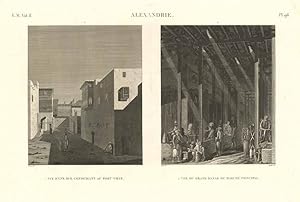 Bild des Verk�ufers f�r Alexandrie - Vue d'une rue conduisant au Port Vieux - Vue du Grand Bazar ou march� principal zum Verkauf von Sergio Trippini