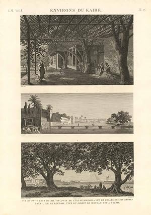 Bild des Verk�ufers f�r Environs du Kaire - Vue du petit bras du Nil vis-�-vis de l'ile de Roudah - Vue de l'All�e des sycomores dans l'ile de Roudah - . zum Verkauf von Sergio Trippini