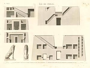 Bild des Verk�ufers f�r Ile de Philae - Diverses coupes du grand temple et des deux pylones . zum Verkauf von Sergio Trippini