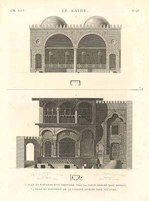 Bild des Verk�ufers f�r Le Kaire - Plan et �l�vation d'un abreuvoir pr�s la porte appell�e Qara Meyd�n zum Verkauf von Sergio Trippini