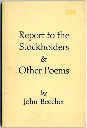 Imagen del vendedor de Report to the Stockholders & Other Poems 1932-1962 a la venta por Between the Covers-Rare Books, Inc. ABAA