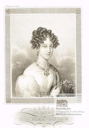 Imagen del vendedor de Kaiserin Maria Luise. Brustbild mit gelocktem Haar und Halskette en face. Stahlstich um 1850 a la venta por historicArt Antiquariat & Kunsthandlung