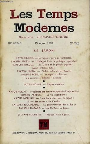 Bild des Verkufers fr LES TEMPS MODERNES N 272 - LE JAPONKATO SHUICHI.   Le Japon : pays de contrastes.TAKESHI ISHIDA.   L ambiguit de la politique japonaise. KANICHI FUKUDA.   La Chine et le peuple japonais :pass, prsent, futur.TAKESHI ISHIDA. zum Verkauf von Le-Livre