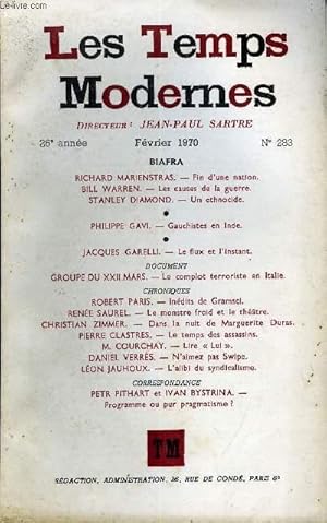 Bild des Verkufers fr LES TEMPS MODERNES N 283 - BIAFRARICHARD MARIENSTRAS.   Fin d une nation.BILL WARREN.   Les causes de la guerre.STANLEY DIAMOND.   Un ethnocide.PHILIPPE G AVI.   Gauchistes en IndeJACQUES GARELLI.   Le flux et l instant. zum Verkauf von Le-Livre