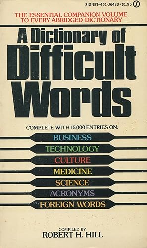 Seller image for A Dictionary Of Difficult Words for sale by Kenneth A. Himber