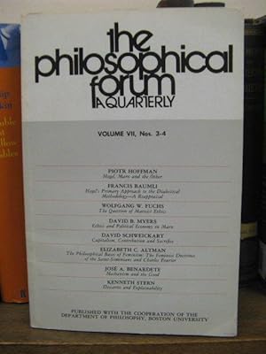 Bild des Verkufers fr The Philosophical Forum: A Quarterly, Volume VII, Nos. 3-4 zum Verkauf von PsychoBabel & Skoob Books