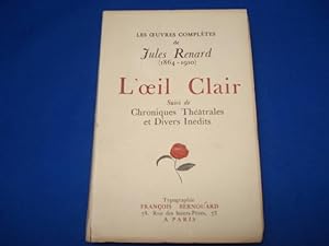 Seller image for L'oeil Clair suivi de Chroniques Thtrales et Divers Indits for sale by Emmanuelle Morin