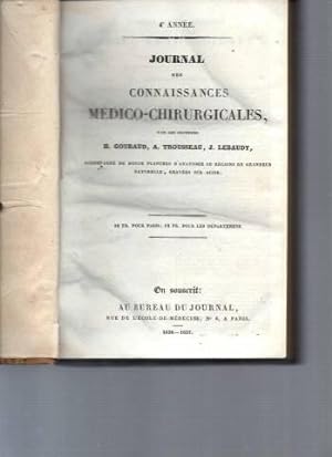 Journal des Connaissances Médico-Chirurgicales. De Juillet 1836 à Juin 1837. Année Complète. N°4