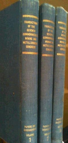 Imagen del vendedor de Transactions of the Seventh Commonwealth Mining and Metallurgical Congress : Papers and Discussions - 3 Volumes a la venta por Chapter 1