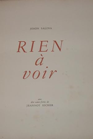 Seller image for Rien  Voir avec Dix Eaux-Fortes de Jeannot EICHER for sale by LIVRES ESTAMPES DES BAOUS