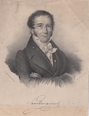 Seller image for Portr�t. Halbfigur mit verschr�nkten Armen, darunter faksimilierte Unterschrift. Lithographie J.F.Freise nach C.T.Deminay, 26,5 x 20,5 cm, o.J. for sale by Antiquariat Michael Eschmann