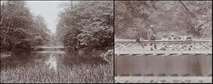 Bild des Verkufers fr Die Lwenbrcke im Berliner Tiergarten, mit Personen. Groformatige Original-Photographie. zum Verkauf von Antiquariat Thomas Mertens