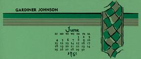 Calendar for 1961. Set of Art Deco blotters.