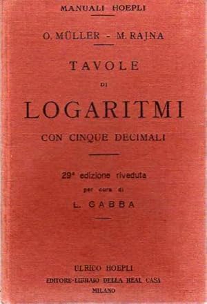 Bild des Verkufers fr Tavole di logaritmi con cinque decimali.: Manuali Hoepli. zum Verkauf von Studio Bibliografico Adige