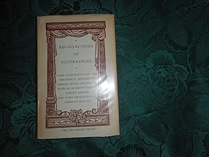 Recollections of Occurrences. Some Eighteenth Century Theatrical Memoirs. Limited Edition of 300 ...