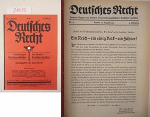 Seller image for Deutsches Recht: Zentralorgan des Bundes Nat.-Sozialistischer Deutscher Juristen. 4.Jahrgang 1934 * Heft 15 vom 10. August 1934 for sale by Galerie fr gegenstndliche Kunst
