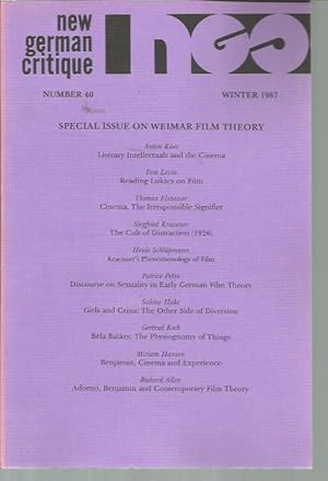 Image du vendeur pour New German Critique, Number 40 (Winter 1987) Special Issue on Weimar Film Theory mis en vente par Bookfeathers, LLC