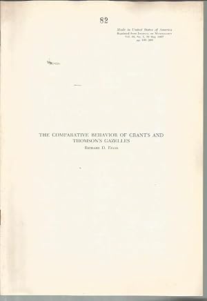 Image du vendeur pour he Comparative Behavior of Grant's and Thomson's Gazelles (Journal of Mammalogy, 48(2) 20 May 1967, pp. 189-209 mis en vente par Bookfeathers, LLC