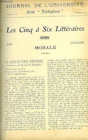 Seller image for JOURNAL DE L'UNIVERSITE DES ANNALES ANNEE SCOLAIRE 1907 N3 - La Coquetterie 'Fminine. Les Microbes.J^onsard et son 'Ecole.Gaston Rageot Dr Thiercelin Aug. DorchajnLe Collier de la T{eine. Funck-Brentano Ptrarque. Gaston Deschamps for sale by Le-Livre