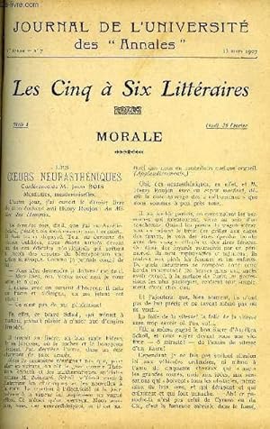 Seller image for JOURNAL DE L'UNIVERSITE DES ANNALES ANNEE SCOLAIRE 1907 N7 - Sommaire : Les C urs neurasthniques. L'Habitation et l'Alimentation. Andr Chnier Les Posies et les Chantsde la Rvolution. Lo Claretie Le Thtre Hroque for sale by Le-Livre