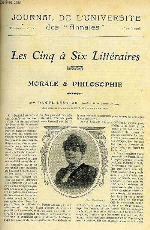 Seller image for JOURNAL DE L'UNIVERSITE DES ANNALES ANNEE SCOLAIRE 1907-1908 N13 - Sommaire : "L 'Energie 'Fminine.La Socit du Consulat.Daniel Lesueur Henry BordeauxJllhert Samain Chansons des T(ues.Gaston Rageot Adolphe BriesonSonnets Philosophiques : L dal for sale by Le-Livre