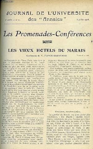 Seller image for JOURNAL DE L'UNIVERSITE DES ANNALES ANNEE SCOLAIRE 1907-1908 N21 - Sommaire : LES VIEUX HOTELS DU MfLRAISConfrence de .Tournoi iatal .^e Carrousel de la Place (v Royale. Berthold ZellerLE CHftTEftU Rcit de la Fte par une Elve de l Universit. for sale by Le-Livre