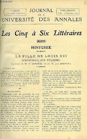 Seller image for JOURNAL DE L'UNIVERSITE DES ANNALES QUATRIEME ANNEE SCOLAIRE N2 - Sommaire : HISTOIRELa Fille de Louis XVI*.M.G.LbnotreL ART AU XVIIIe SICLELa Renaissance de VArt Antique au XVTJ0 Sicle M.Salomon ReinachMORALE & PDAGOGIE"Les Vieux JSols. M.Adolphe for sale by Le-Livre