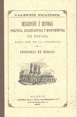 Imagen del vendedor de provincia de burgos. descrip.hist.politica, eclasiastica y monumental Espaa. a la venta por Imosver