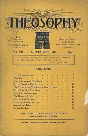 THEOSOPHY: VOL. VII: A Magazine Devoted to The Path