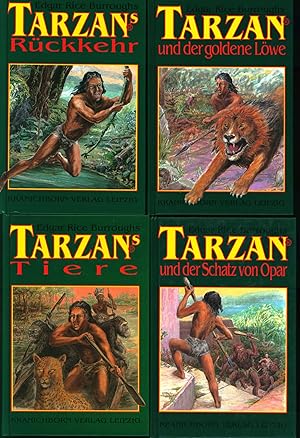 Image du vendeur pour 4 Tarzan-Bnde. 1. Tarzan und der Schatz von Opar.,2. Tarzan und der goldene Lwe. 3. Tarzans Rckkehr. 4. Tarzans Tiere., mis en vente par Antiquariat Kastanienhof