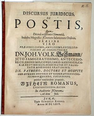 Discursus Iuridicus, De Postis.