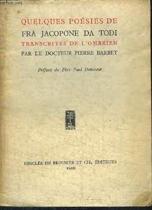 Seller image for QUELQUES POESIES DE FRA JACOPONE DA TODI for sale by Le-Livre