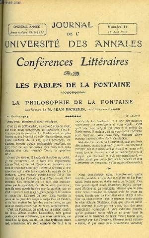 Image du vendeur pour JOURNAL DE L'UNIVERSITE DES ANNALES 11e ANNEE SCOLAIRE N16 - Sommaire :Les Fables de La Fontaine La Philosophie de La Fontaine. . Confrence par "M. JEAN RICHEPINDE l'AcadmiefranaiseNos Amitis au Dehors Les Amriques Latines et la France mis en vente par Le-Livre