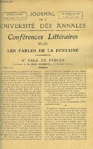 Image du vendeur pour JOURNAL DE L'UNIVERSITE DES ANNALES 11e ANNEE SCOLAIRE N23-24 - Sommaire : Les Fables de La Fontaine 4e Gala de Fables. . . . Conirence par "M. JEAN RICHEPINde L'Acadmie franaise.5e Gala de Fables . * .   Confrence par M. JEAN RICHEPIN mis en vente par Le-Livre