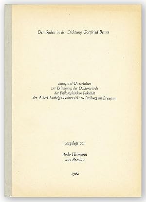 Bild des Verkufers fr Der Sden in der Dichtung Gottfried Benns zum Verkauf von Lorne Bair Rare Books, ABAA