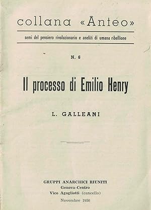 Seller image for Il processo di Emilio Henry for sale by AU SOLEIL D'OR Studio Bibliografico