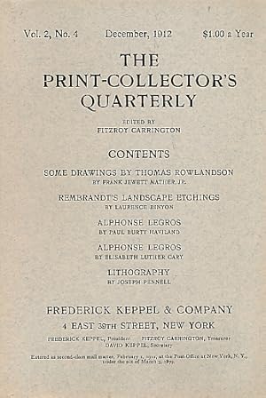 Seller image for The Print-Collector's Quarterly. Volume 2, No. 4. December 1912 for sale by Barter Books Ltd