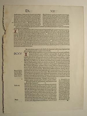 Bild des Verkufers fr Sententiarum libri III, Di. XV (GWM 32527, HC 3540). zum Verkauf von Versandantiquariat Christine Laist