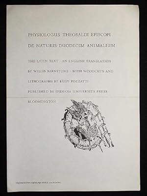 Prospectus for limited edition of Physiologus Theobaldi Episcopi de Naturis Diodecim Animalium: T...