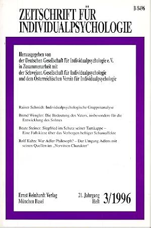 Bild des Verkufers fr Zeitschrift fr Individualpsychologie (ZfIP). 21. Jg., 1996, Heft 3. Herausgeber: "Deutsche Gesellschaft fr Individualpsychologie e. V. " in Zusammenarbeit mit der "Schweizerischen Gesellschaft fr Individualpsychologie" und dem Verein fr Individualpsychologie, Wien". zum Verkauf von Fundus-Online GbR Borkert Schwarz Zerfa