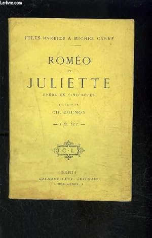 Bild des Verkufers fr ROMEO ET JULIETTE- OPERA EN CINQ ACTES zum Verkauf von Le-Livre