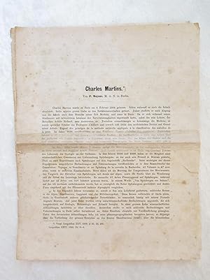 1890 Obit/Bio of CHARLES MARTINS, Colleague and Correspondant of CHARLES DARWIN, by PAUL WILHELM ...