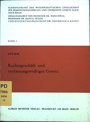 Imagen del vendedor de Rechtsgeschft und verfassungswidriges Gesetz: Ein Beitrag zur Frage der Gltigkeit von Rechtsgeschften, die unter der Scheinherrschaft des  1629 Abs. 1 BGB n. F. abgeschlossen wurden. Schriftenreihe der Wissenschaftlichen Gesellschaft fr Personenstandswesen und verw. Gebiete mbH, Band 3; a la venta por books4less (Versandantiquariat Petra Gros GmbH & Co. KG)