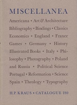 Bild des Verkäufers für Catalogue 180. Miscellanea zum Verkauf von Kaaterskill Books, ABAA/ILAB