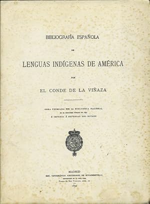 Bild des Verkufers fr Bibliografia Espaola de Lenguas Indigenas de America por el Conde de la Viaza zum Verkauf von Kaaterskill Books, ABAA/ILAB