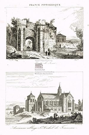 Porte de Sens. Ancienne abbaye St. Michel de Tonnerre. Ansicht des alten Stadttores von Sens. Ans...