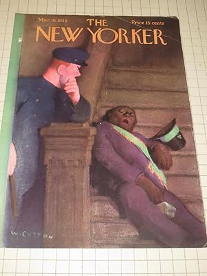 Imagen del vendedor de Mar.19,1938 The New Yorker Magazine Cvr: St. Patrick's Day Celebration - Asleep on the Stoop a la venta por rareviewbooks